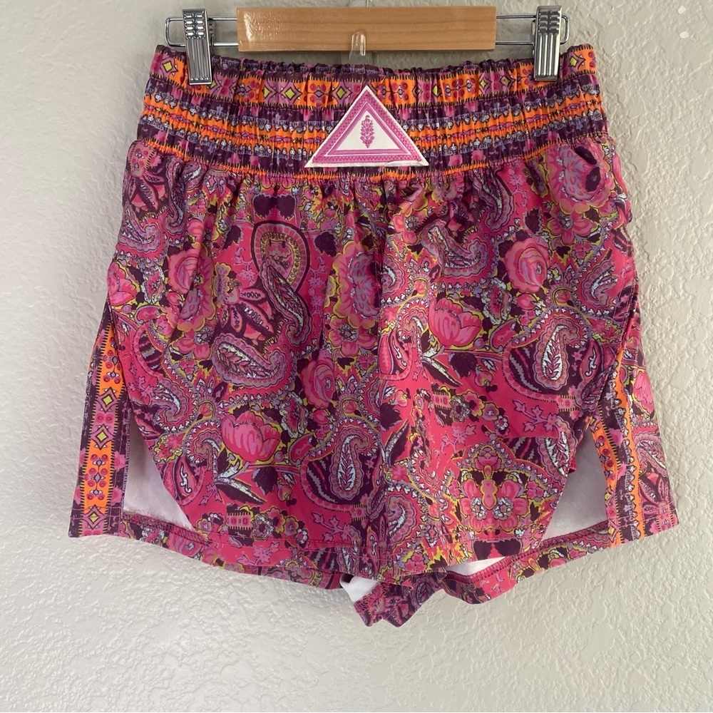 NEW Free People Movement Next Round Paisley Hot Pink Combo Shorts
